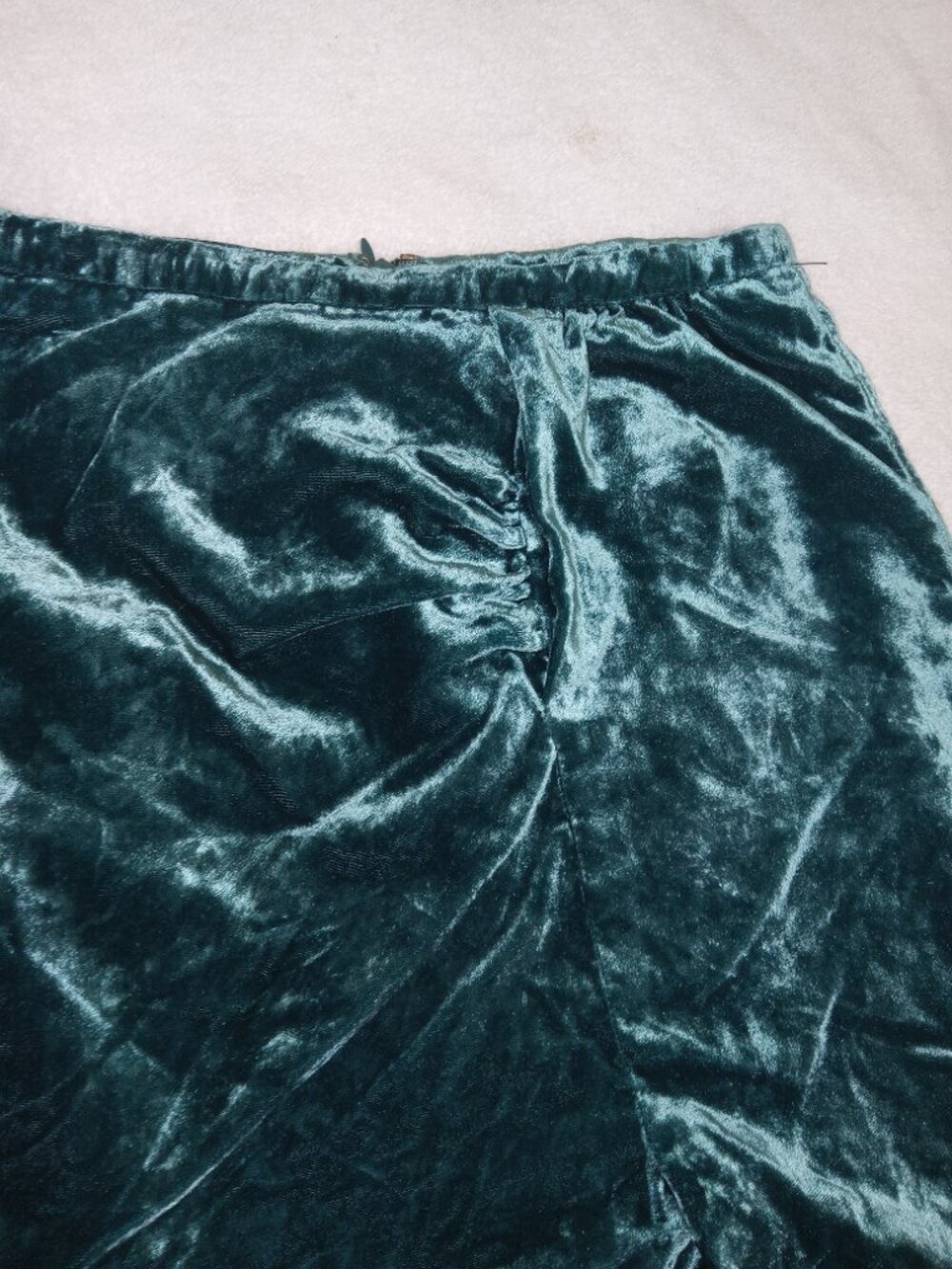 Anthropologie Velvet Mini Skirt Teal Green Ruched Front Womens Size 6 Holiday - Picture 10 of 11